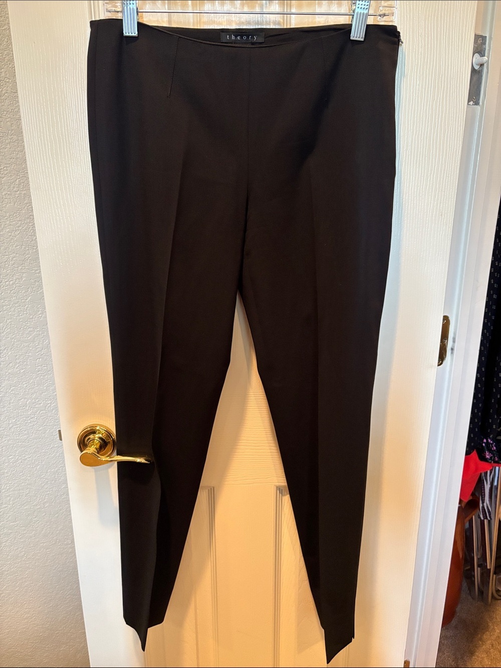 Theory Black 90% Virgin Wool Side Zip Cropped Trousers Ankle Dress Pants size 4
